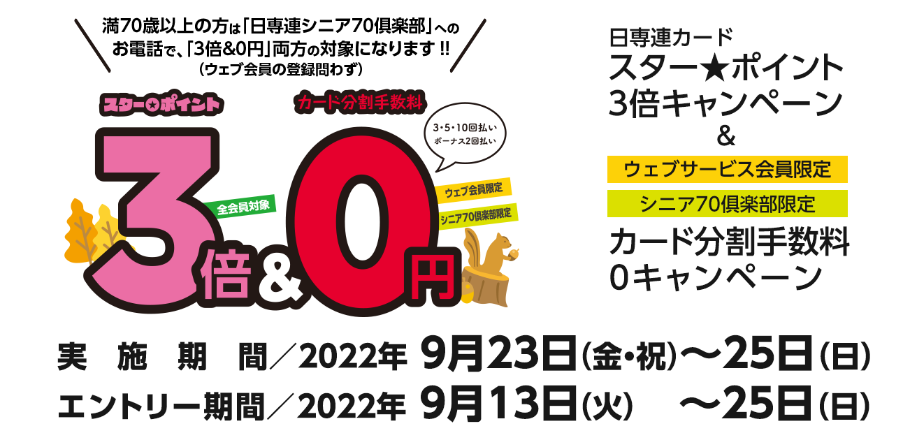 日専連カードポイント3倍＆手数料0円キャンペーン